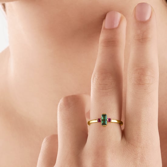 Women´s Ring Stone Baguette Cut, Green
