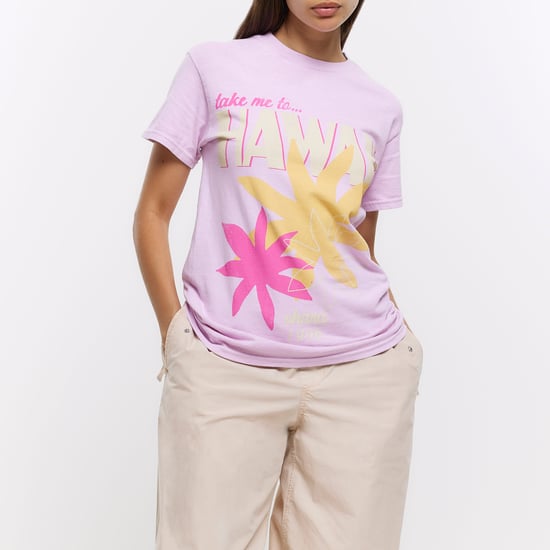 River Island Womens T-shirt Pink Graphic Print