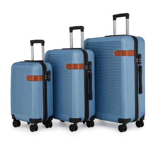 Hardshell Blue Navy Cabin Suitcase Set Robust ABS Lightweight Luggage Holiday Bag