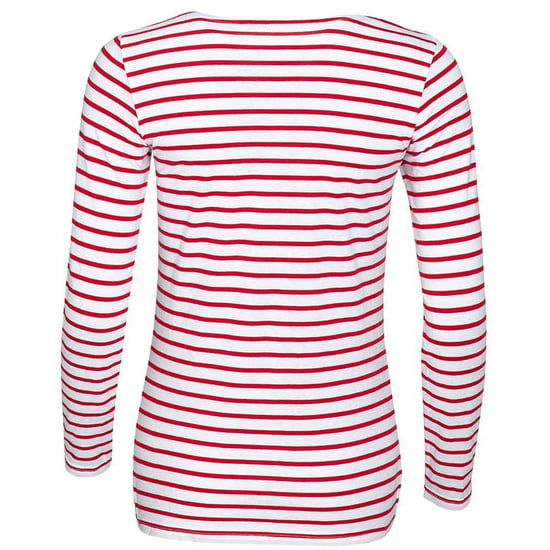 SOLS Dames/Dames Marine Gestreept T-shirt met Lange Mouwen (Wit/rood) - Image 2