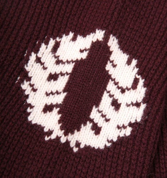 Men's Fred Perry Laurel Wreath Roll Neck Jumper in Burgundy