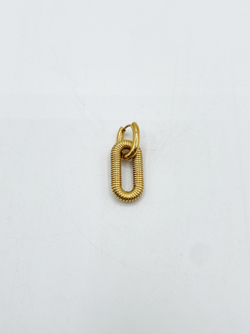 Ribbed long double hoop earrings in gold