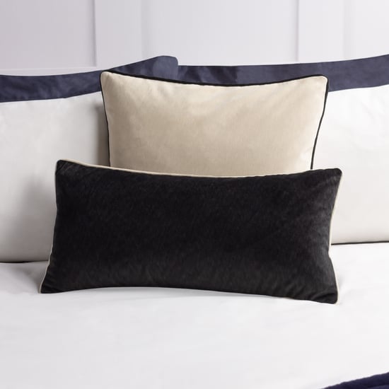 Paoletti Torto Mottled Velvet Contrast Piped Polyester Filled Cushion