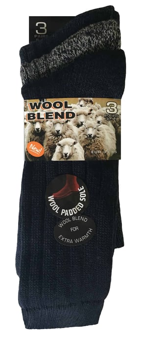 Set van 3 dikke wandelsokken van warme wolmix voor heren - Blauw - Image 2