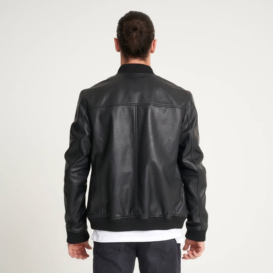 Barneys Originals Fine-Milled Leather Bomber Jacket