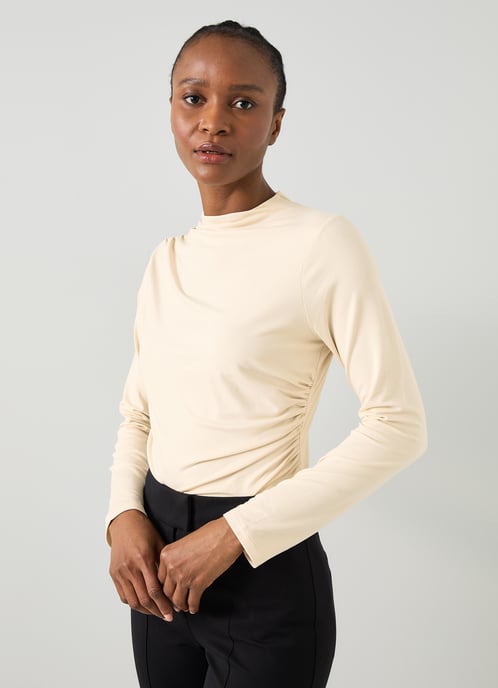 LK Bennett Mae Jersey Tops, Ecru