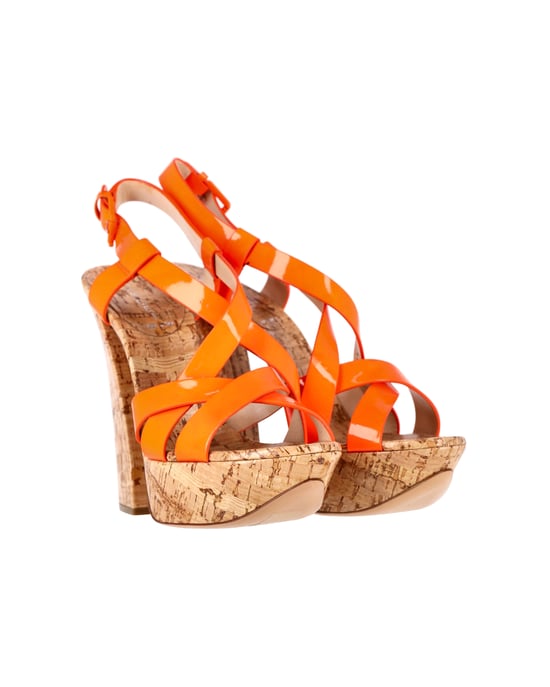 Casadei Krossband Hoge Blokhak Sandalen in Oranje Patalleer - Image 3