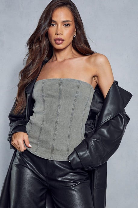 Denim Seam Detail Corset Top