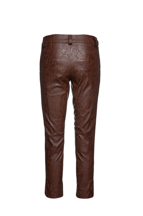 Chocoladebruin Faux Moiré Leer 7/8 Broek - Image 3
