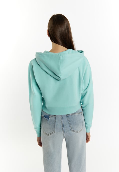 Mymo Bijgesneden hoodie met rits Dames aqua - Image 4