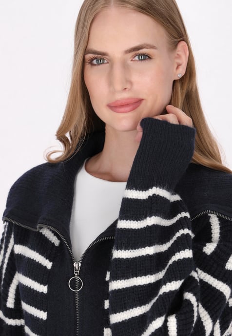 Dreimaster Vest Dames marine wol wit - Image 5