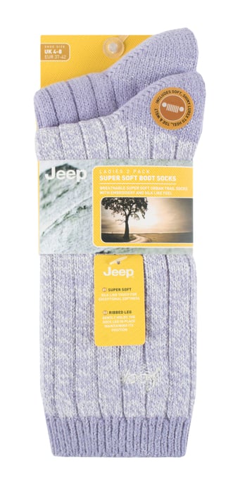 Jeep - Set van 2 superzachte sokken voor wandelschoenen voor dames - Lila / Crème - Image 2