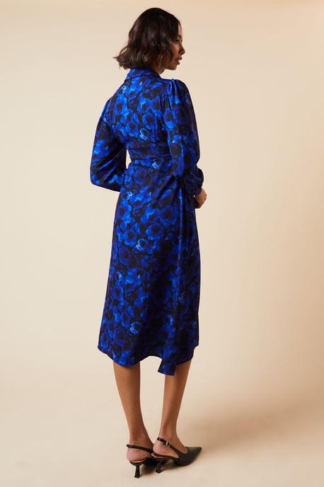 Petite Blue Floral Midi Shirt Dress