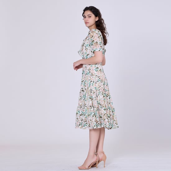 Flower print tea dress