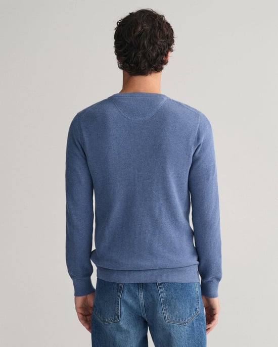 GANT herentrui van katoenpiqué met ronde hals - Image 6