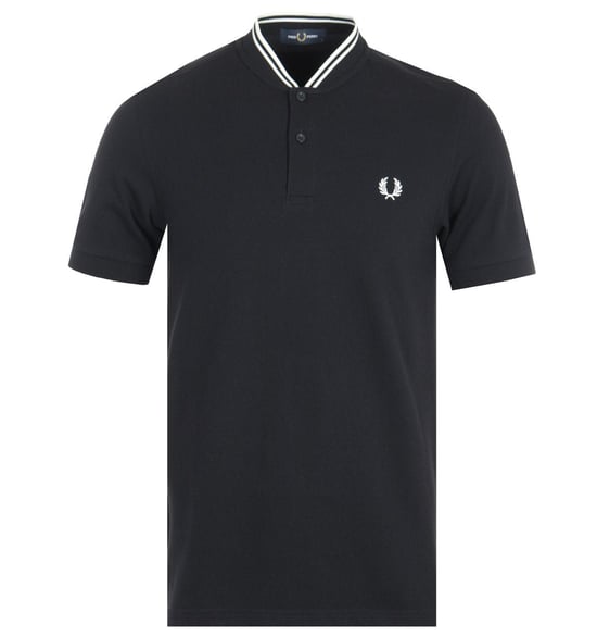 Men's Fred Perry Bomber Collar Pique Polo Shirt in Black - Image 1