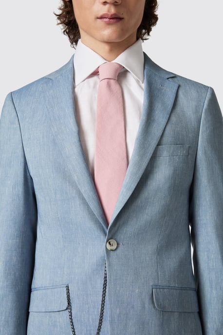 Looten Slim Fit Blue Linen Jacket