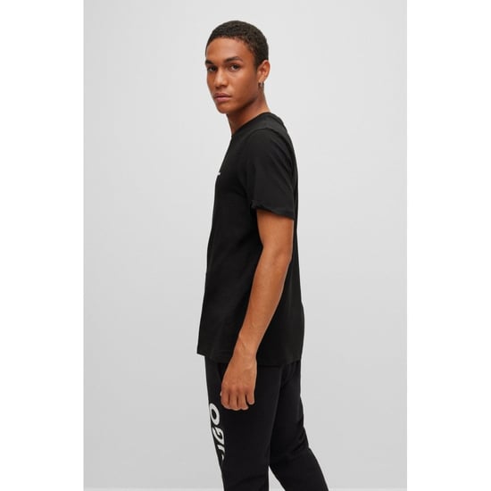 Men's Boss Ribbed Collar Short Sleeve Polo Shirt in Black - Image 4
