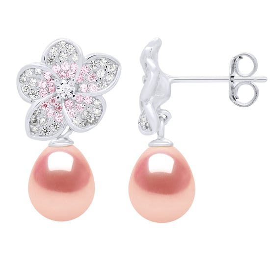 Earrings - Jewelry Silver - Real Cultured Freshwater Pearls Pear 9-10 mm