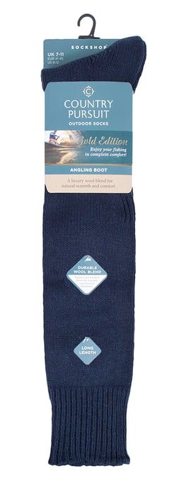 Kniehoge wollen vislaarssokken voor heren - Marineblauw - Image 2