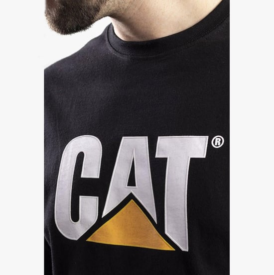 CAT HANDTEKENING LOGO Heren Katoenen T-Shirt Zwart - Image 3