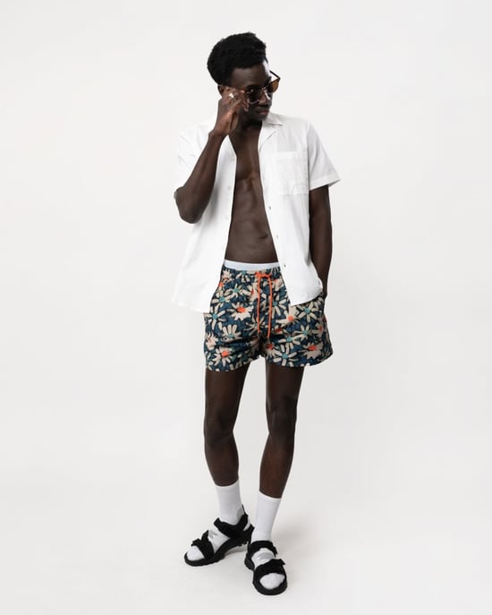 HUGO Ellino Mens Short Sleeve Shirt in Stretch Cotton Seersucker