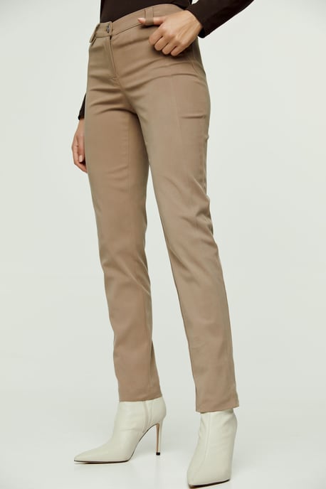 Camel Fitted Full Length Pants