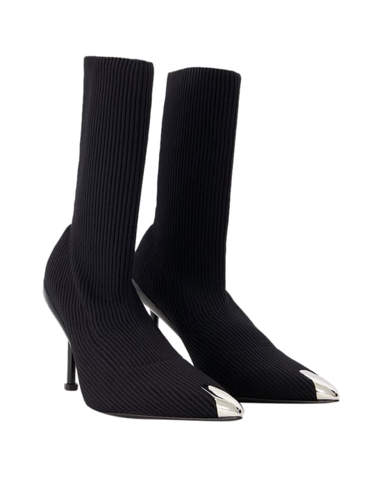 Puntige Enkellaarsjes - Alexander McQueen - Leer - Zwart - Image 2