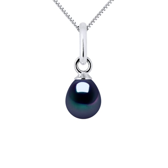 Hanger Zoetwater Pearl 5-6mm Black Pear 18K White Gold Geleverd met ketting - Image 1