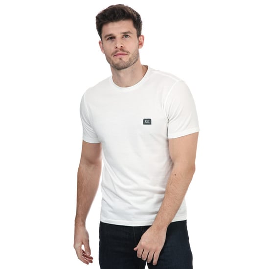 Men's C.P. Company Small Stitch Block Logo T-Shirt in Beige