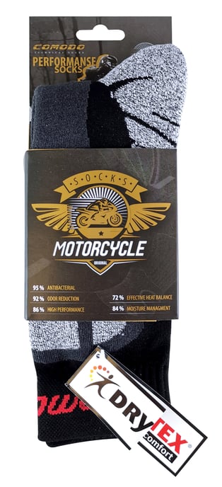 Comodo - Dikke vochtafvoerende motorsokken - Zwart Grijs - Image 2