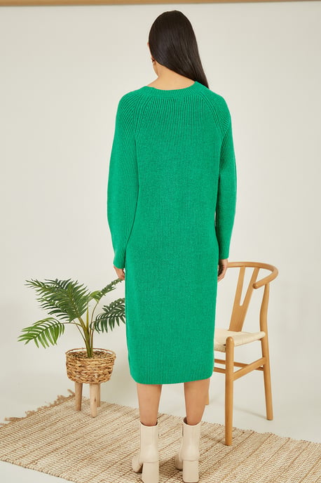 Green Knitted Midi Dress