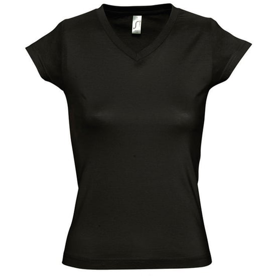 SOLS Dames/dames Maan V Hals T-Shirt met korte mouwen (Diep zwart) - Image 1