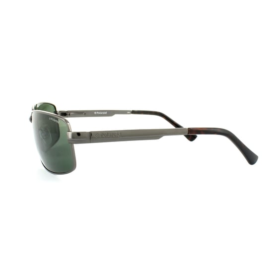 Polaroid Rectangle Mens Dark Gunmetal Green Polarized Sunglasses