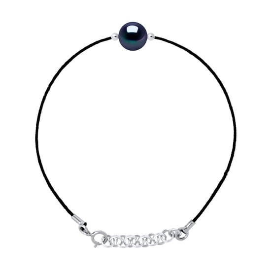 DIADEMA - Bracelet - Black Nylon - Freshwater Pearl - Black Tahiti