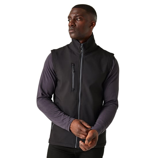 Regatta Mens Navigate Softshell 2 Layer Body Warmer (Black/Seal Grey)
