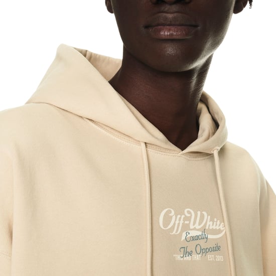 Off-White Script Logo Opposite Over Skate Fit Beige Hoodie
