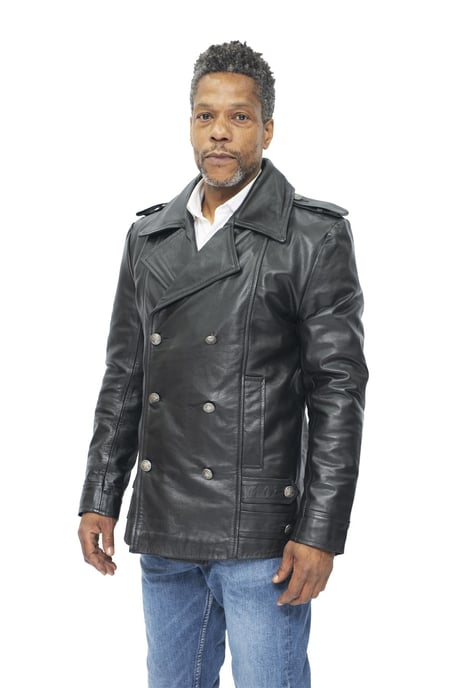 Mens Cowhide Leather Peacoat-Leiden