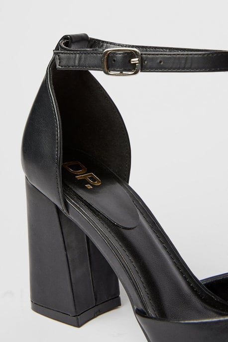 Blanche Ankle Strap Pointed High Block Heel Court Shoes - Image 4