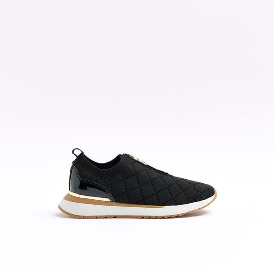 River Island Womens Trainers Black Quilted Zip