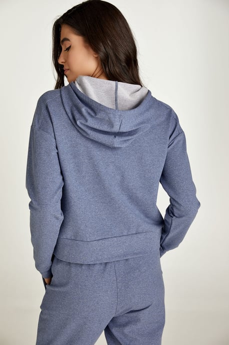 Indigo gemêleerd Hooded Sweatshirt - Image 4