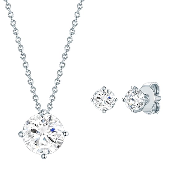 Set (necklace + stud earring) sterling silver embellished with swarovski crystals® white Rafaela Donata - Image 1