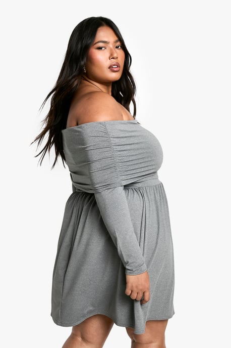 Plus Jersey Off Shoulder Skater Dress