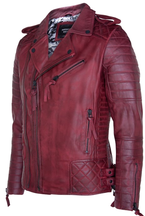 Biker quilted leather Brando motorcycle jacket