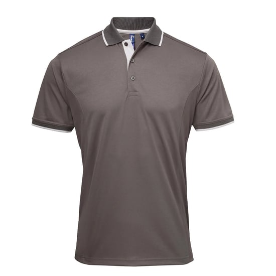Premier Heren Coolchecker Contrast Pique Poloshirt (Donkergrijs/zilver) - Image 1