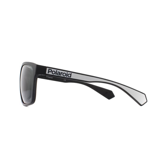 Polaroid Rectangle Mens Matte Black Grey Polarized Sunglasses