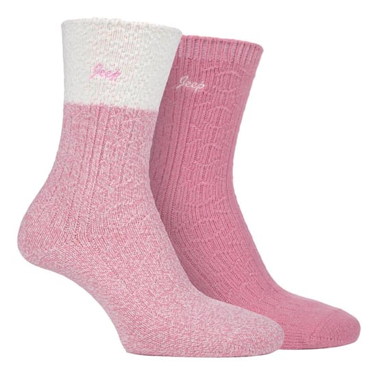 Jeep - Set van 2 superzachte sokken voor wandelschoenen voor dames - Crème / Roos - Image 1