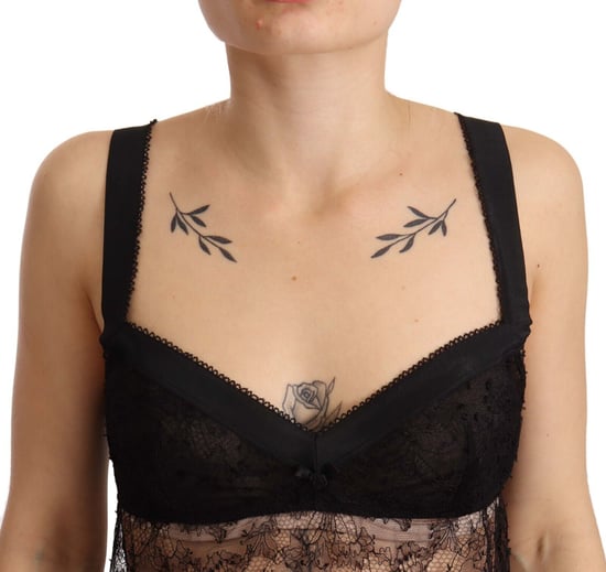 Dolce & Gabbana Women's Black Silk Lace Babydoll Nylon Lingerie Top