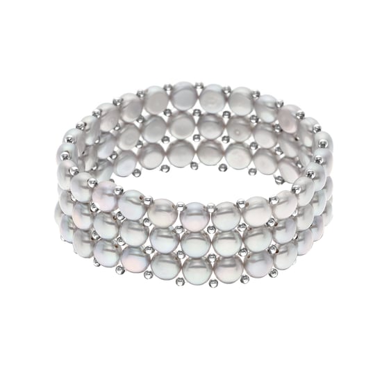 Bracelet 3 Rows of Real Freshwater Pearls - 4 mm