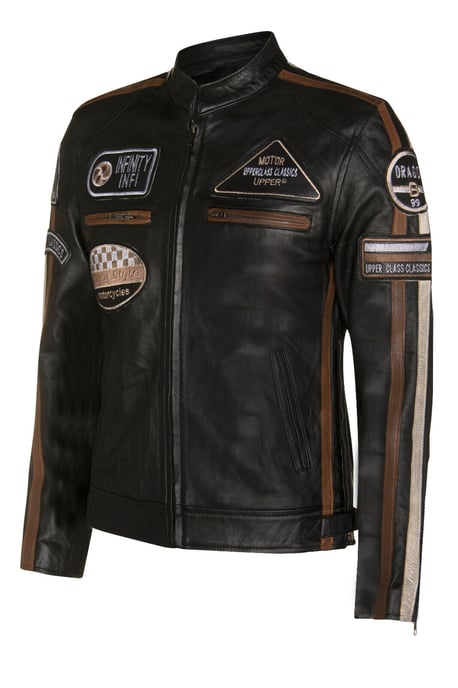 Zipped Leather Racing Biker Moto Jacket